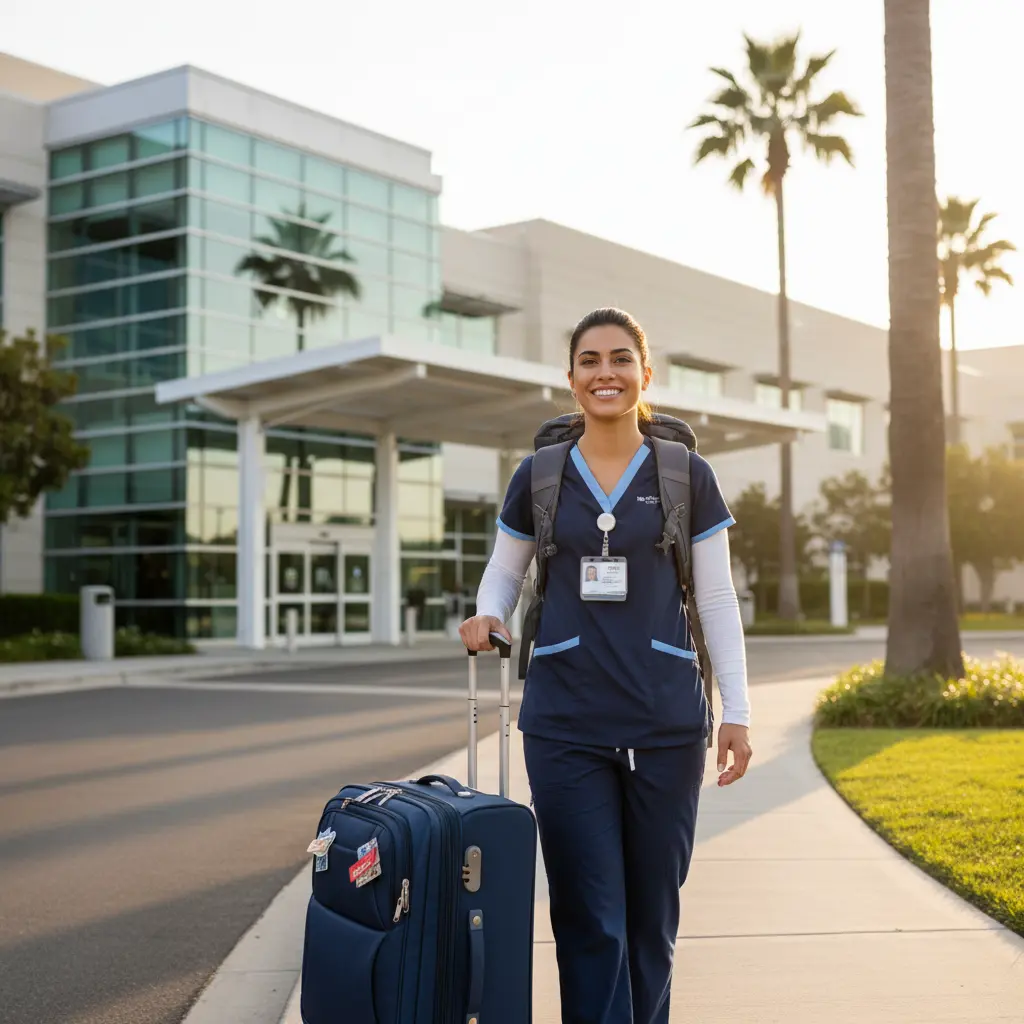 Travel nurse ready for assignment