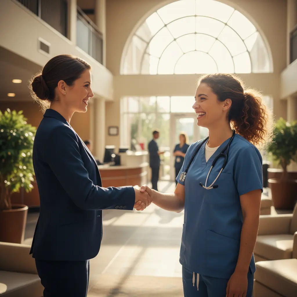 Warm interaction between a doctor and patient in a clinical setting